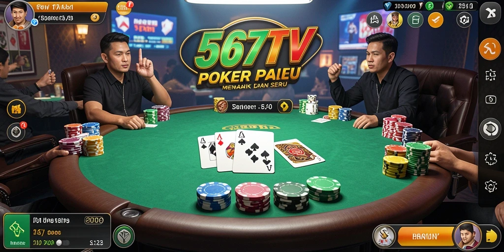 Screenshot gameplay Poker di 567TV yang mendebarkan.