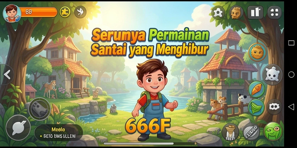Tampilan gameplay menarik dari 666F dengan grafis cerah.