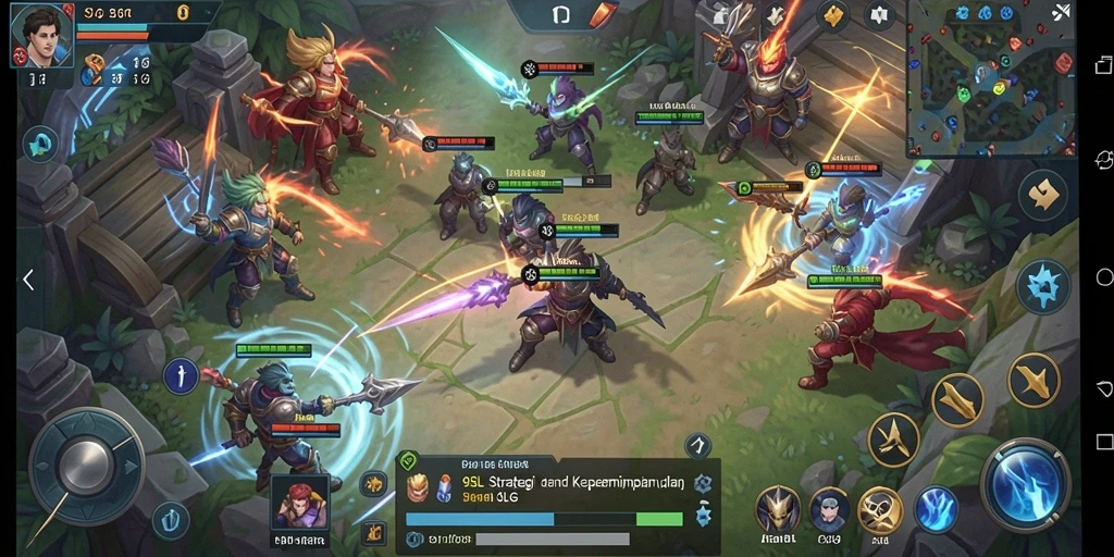 Screenshot gameplay 9SL menampilkan pertempuran dan pengelolaan sumber daya.