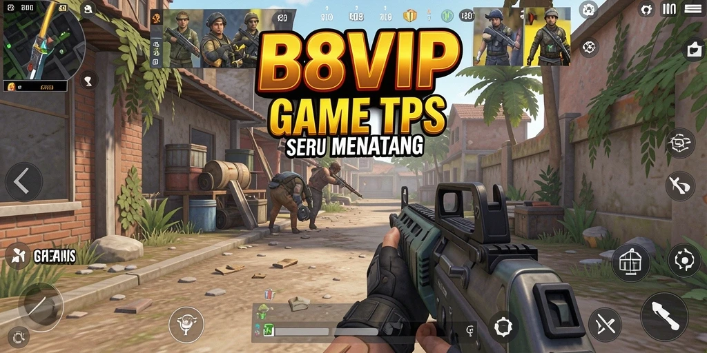 Tampilan gameplay seru dari B8VIP dalam pertempuran TPS.