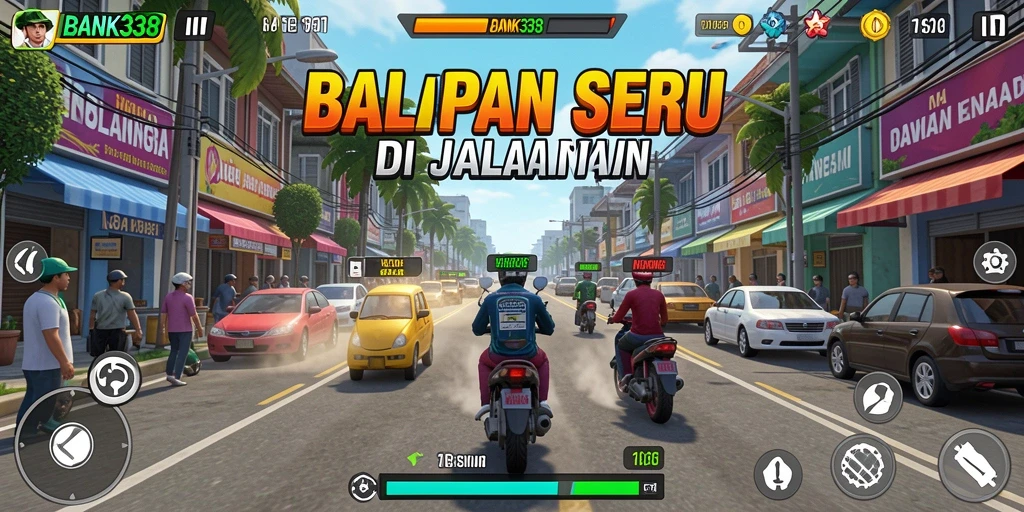 Gameplay BANK338 yang seru dan mendebarkan di lintasan balap.