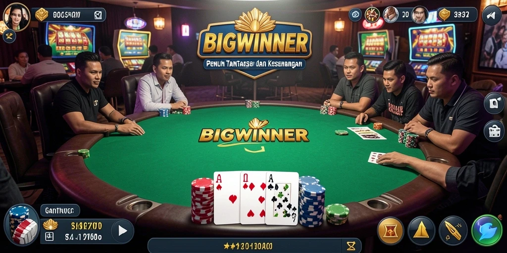 Skrinsut menampilkan gameplay poker yang seru dan dinamis di BIGWINNER.