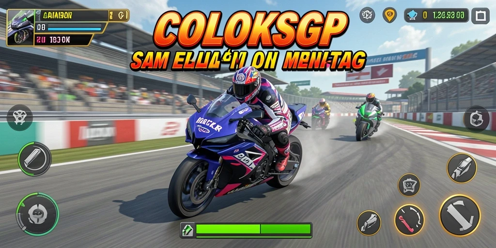 Tampilan seru dari gameplay COLOKSGP dengan aksi balap motor.