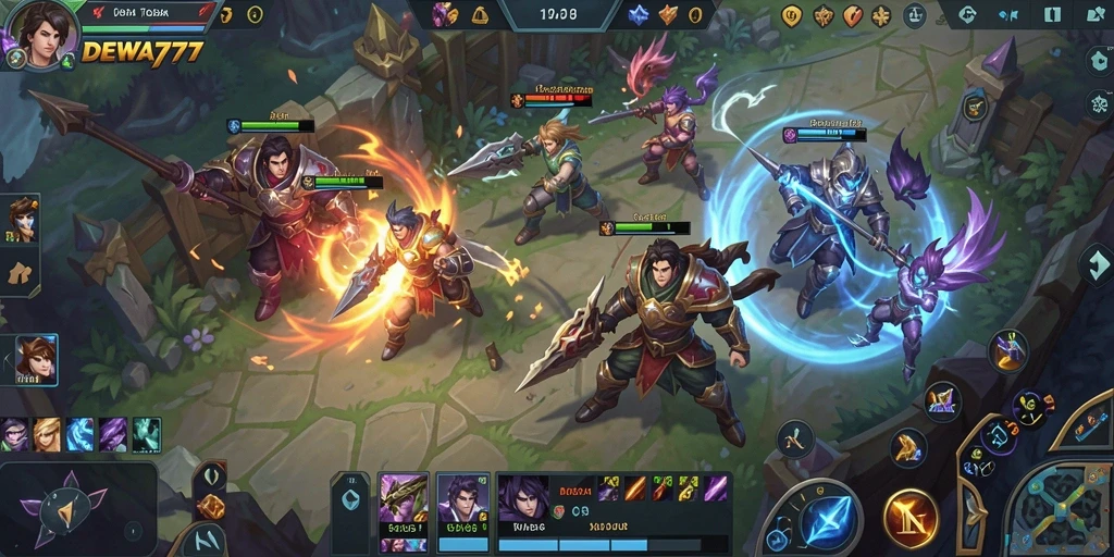 Screenshot DEWA777 menunjukkan pertempuran epik antar hero.