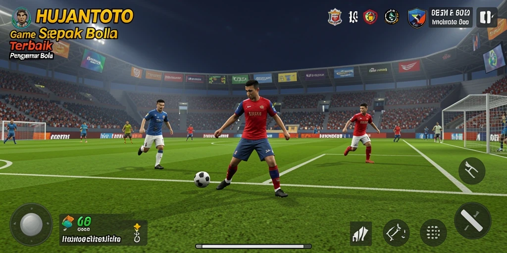 Tampilan gameplay seru dalam pertandingan sepak bola HUJANTOTO.