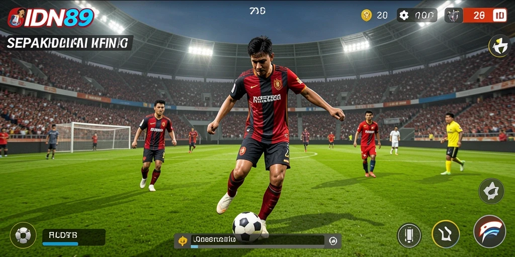 Tampilan gameplay seru dari IDN89 dengan aksi sepakbola dinamis.
