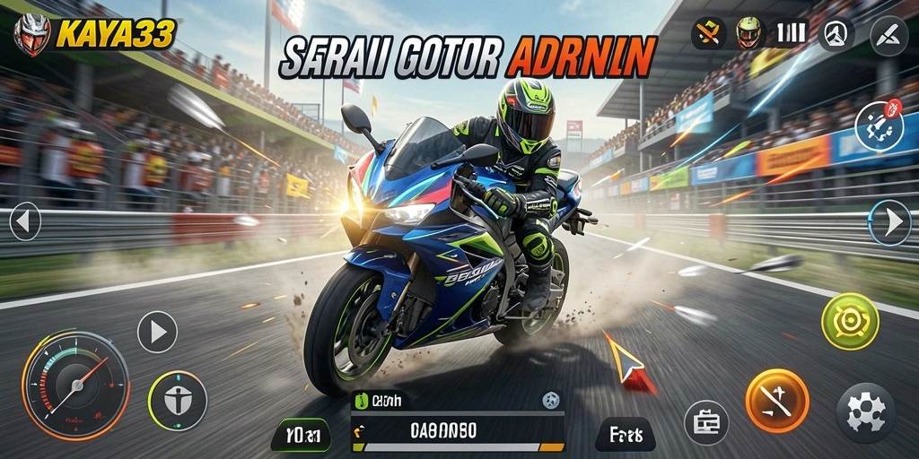 Screenshot KAYA33 menunjukkan aksi balapan motor yang mendebarkan.
