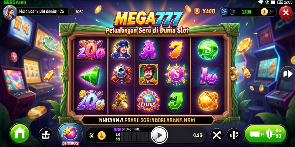 Tampilan dinamis gameplay MEGA777 dengan efek visual slot yang menyenangkan.