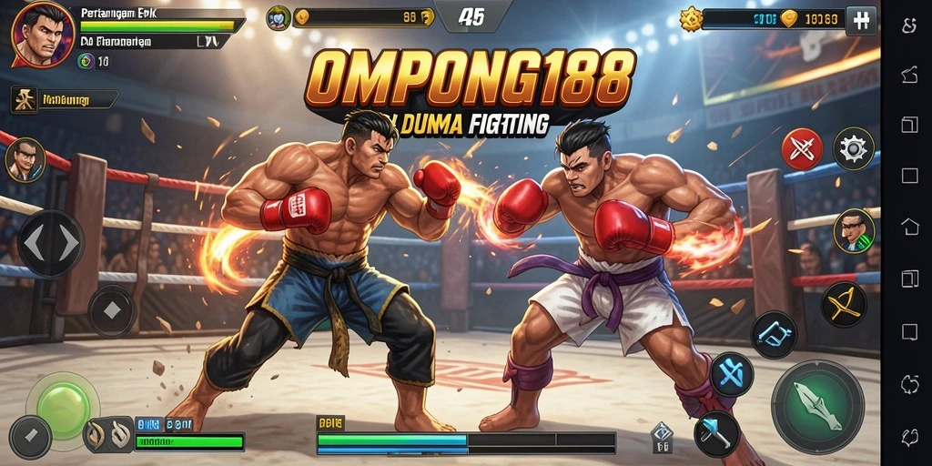 Tampilan aksi pertarungan seru dalam OMPONG188.