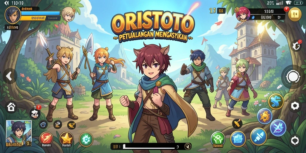 Screenshot utama ORISTOTO menampilkan aksi seru dalam dunia Anime.