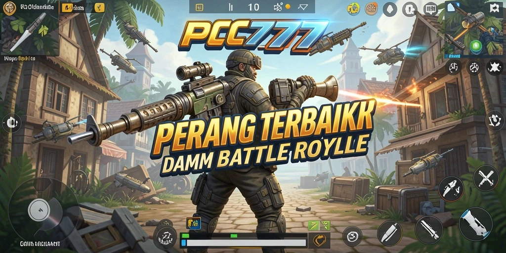 Skrinsut gameplay PC777 menampilkan pertempuran sengit dalam arena Battle Royale.