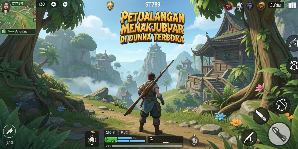 Screenshot gameplay ST789 menampilkan karakter menjelajahi dunia petualangan.