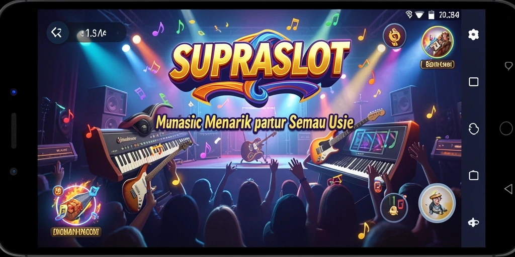 Screenshot gameplay SUPRASLOT yang menggambarkan keseruan bermain musik.