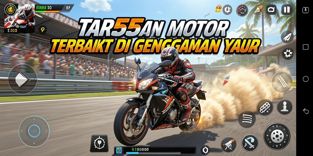 Gameplay TAR555 yang mendebarkan dengan aksi balapan seru.